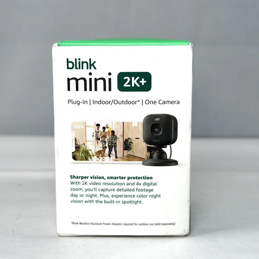 Blink Mini 2K+ Compact Plug-in Security Camera 2K Video Resolution Black / New
